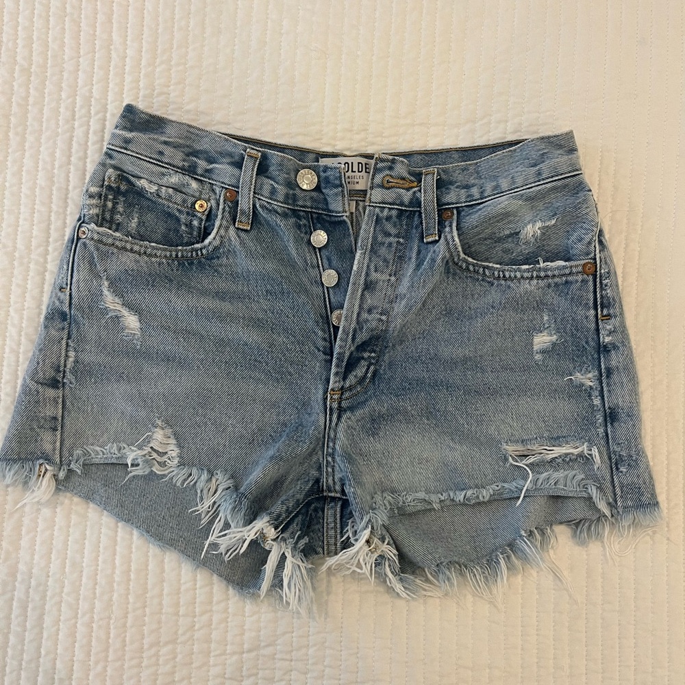 AGOLDE Women's Distressed Denim Shorts - Blue